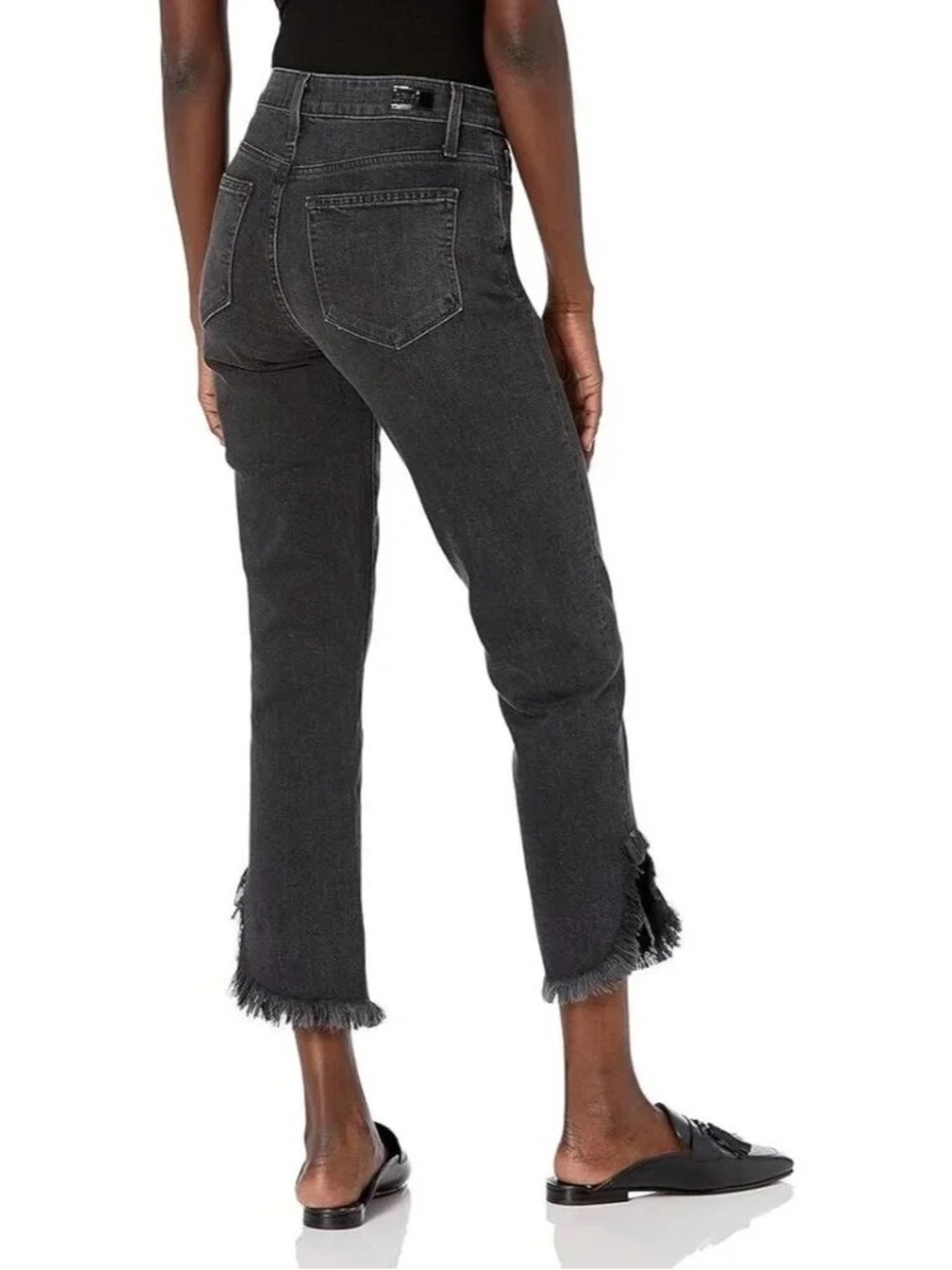 PAIGE Hoxton Frayed High Rise Straight Leg Ankle Jean in Moonlight Fog